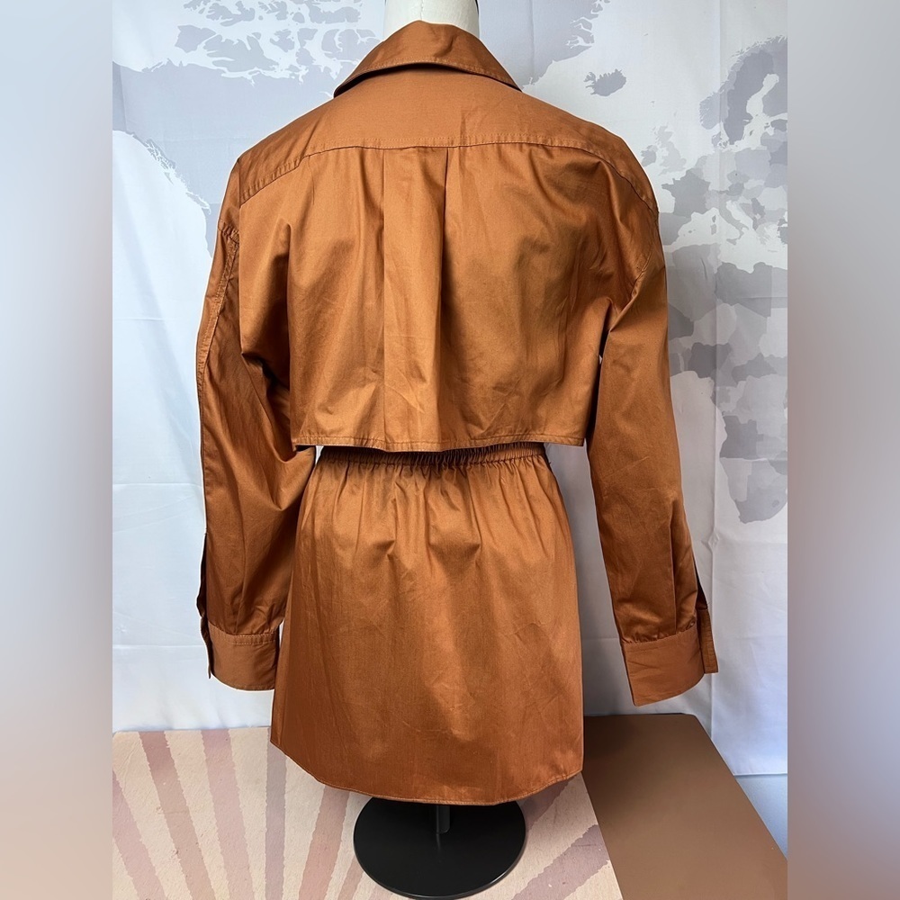 ZARA Poplin Shirt-Dress With Pockets Brown NWOT - Picture 13 of 13